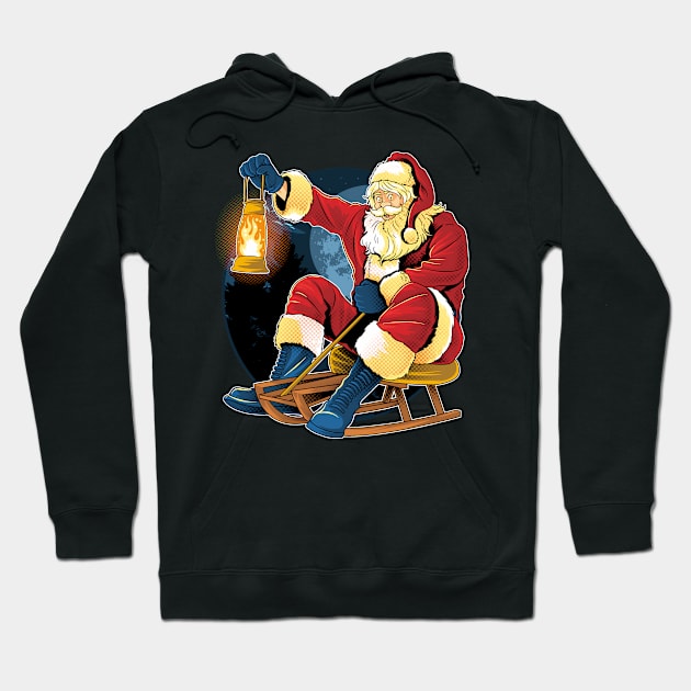 santa claus christmas skating at night Hoodie by YousifAzeez